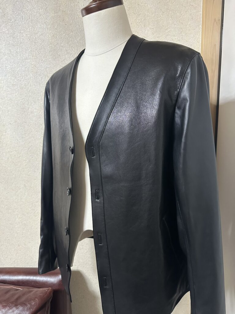 leather cardigan men